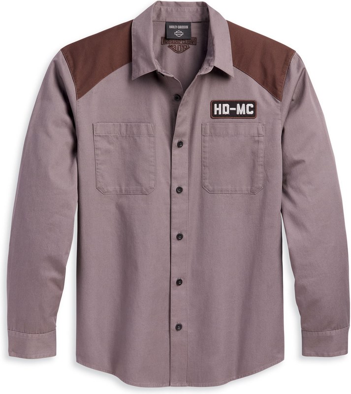 Harley-Davidson Shirt-Woven- Colorblock-Design-Blackened Pearl | 96369-23VM|ワンダーテック