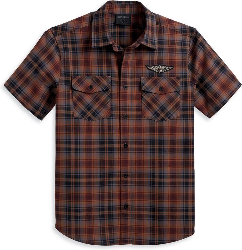 Harley-Davidson Men'S Oval Path Shirt- Brown Plaid | 96387-23VM｜ワンダーテック
