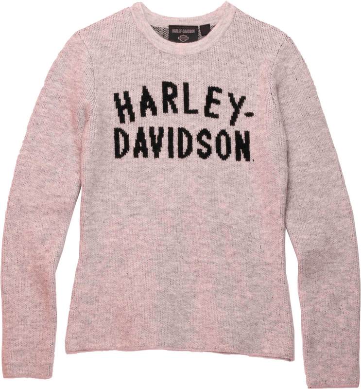 Harley-Davidson Midwest Intarsia Sweater For Women- Light Gray Heather | 96422-23VW｜ワンダーテック
