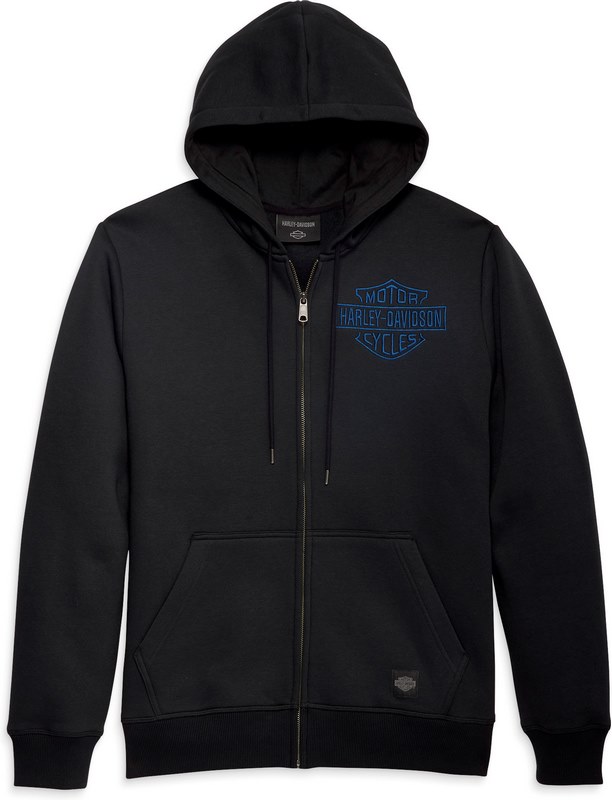 Harley-Davidson Bar & Shield Embroidered Zip Hoodie For Men- Black Beauty | 96291-23VM｜ワンダーテック