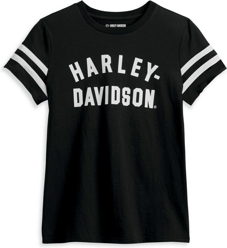 Harley-Davidson Women'S Forever Sleeve Striped Tee- Black Beauty | 96434-23VW