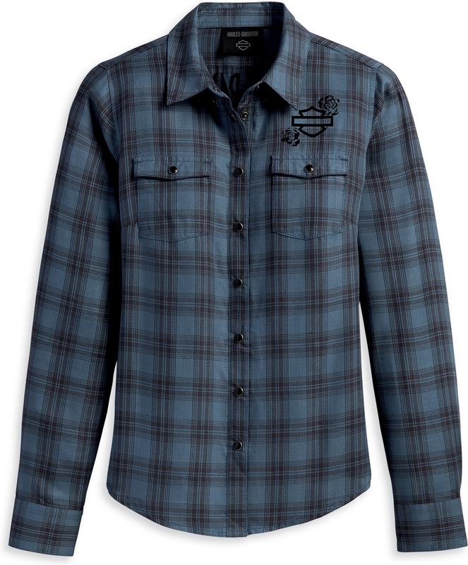Harley-Davidson Shirt-Woven- Yarn Dyed Plaid-Dusty Blue | 96480-23VW|ワンダーテック