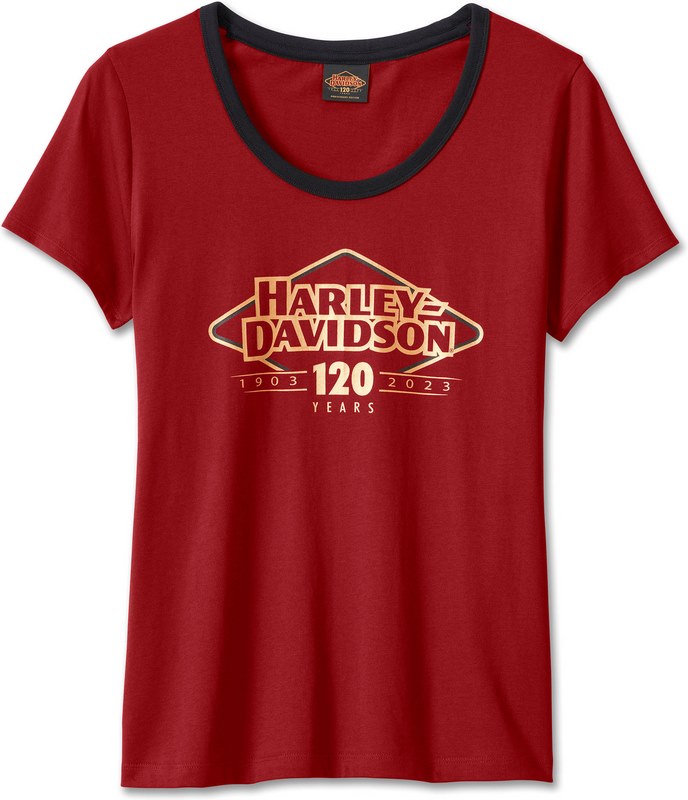 Harley-Davidson Women'S 120Th Anniversary Speedbird Diamond Scoopneck Tee- Merlot | 96695-23VW