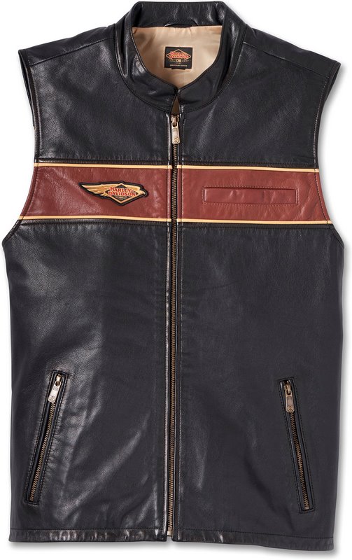 Harley-Davidson Men'S 120Th Anniversary Leather Vest- Black leather | 97036-23VM
