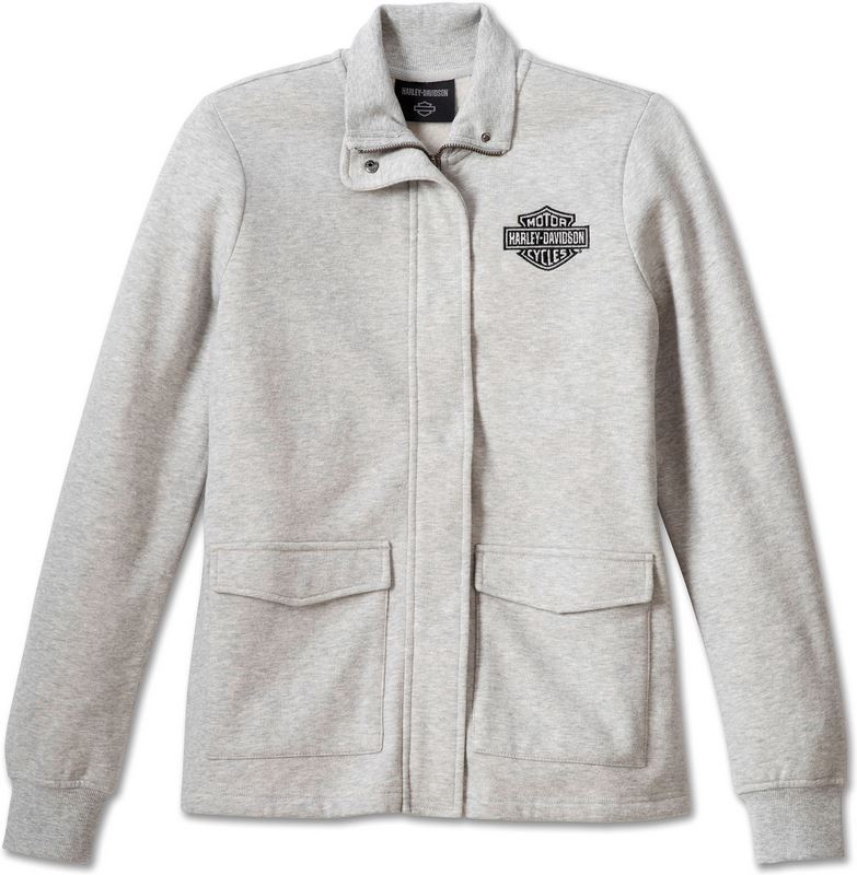 Harley-Davidson Women'S Hill Climber Crew Zip Front Fleece Jacket- Light Grey Heather | 96671-23VW｜ワンダーテック