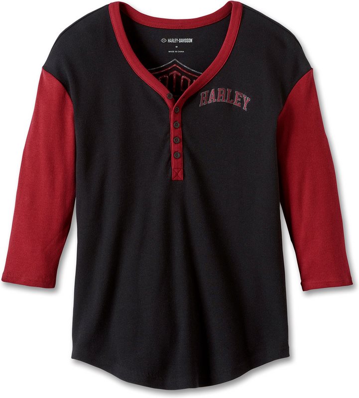 Harley-Davidson Henley-Knit- Colorblock-Design-Black Beauty | 97477-23VW 14,760円