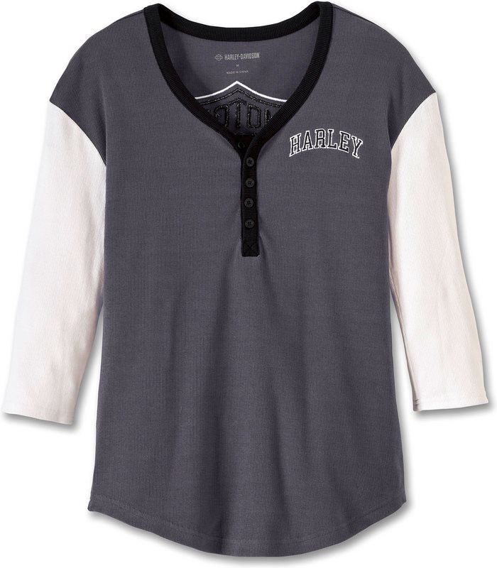 その他 Harley-Davidson Henley-Knit- Colorblock-Design-Blackened Pearl | 97479-23VW