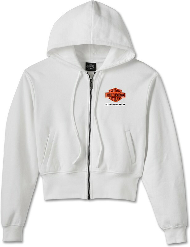 Harley-Davidson Women'S 120Th Anniversary Zip Front Hoodie- Bright White | 96893-23VW|ワンダーテック