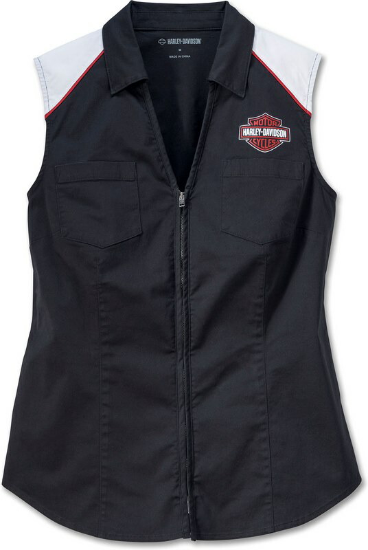 Harley-Davidson Shirt-Woven- Colorblock-Design-Black Beauty | 97518-23VW