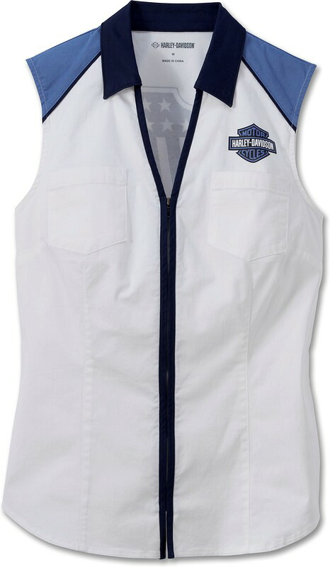 Harley-Davidson Shirt-Woven- Colorblock-Design-Bright White | 97519-23VW