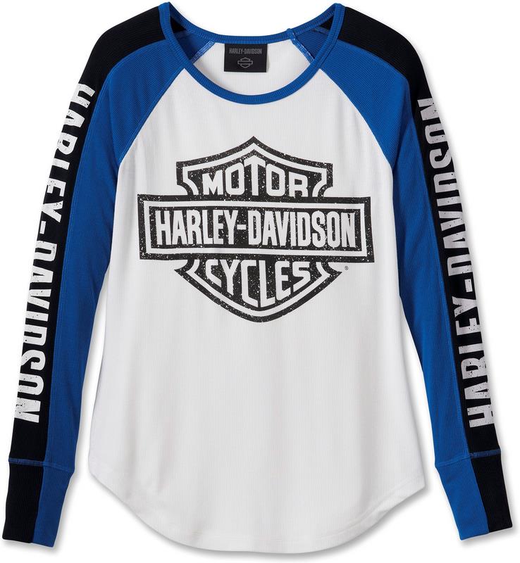Harley-Davidson Women'S Bar & Shield Raglan Long Sleeve Tee- Colorblock-Design-Bright White | 96143-24VW 16,502円