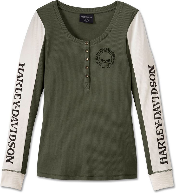 Harley-Davidson Henley-Knit- Colorblock-Design-Grape Leaf | 96260-24VW