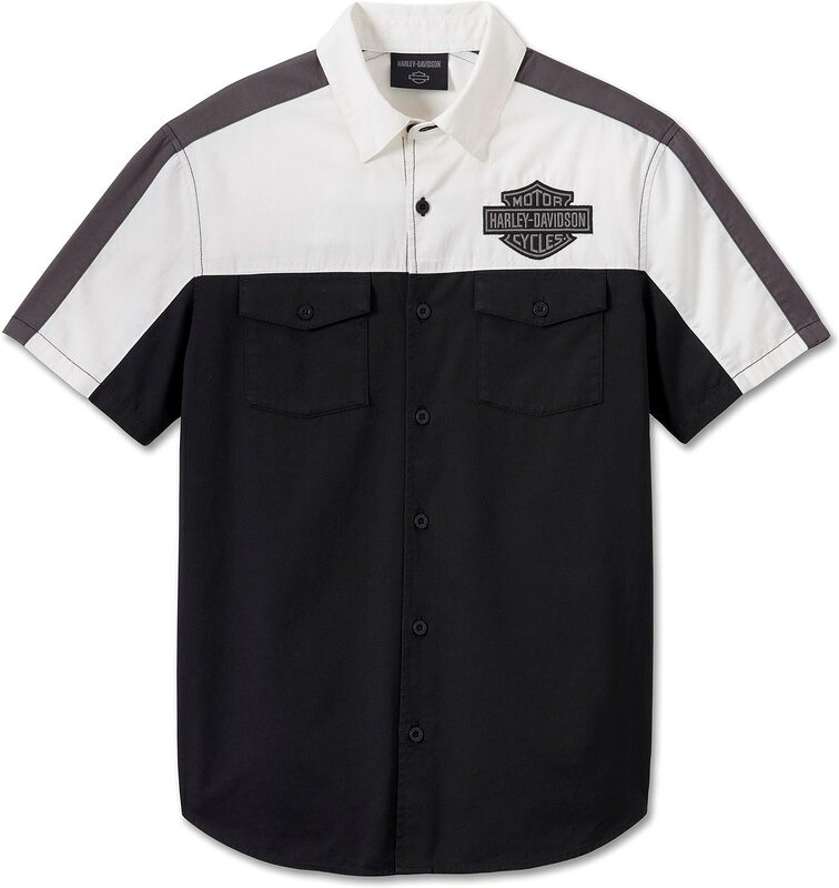 Harley-Davidson Shirt-Woven- Colorblock-Design-Black Beauty | 96227-24VM｜ワンダーテック