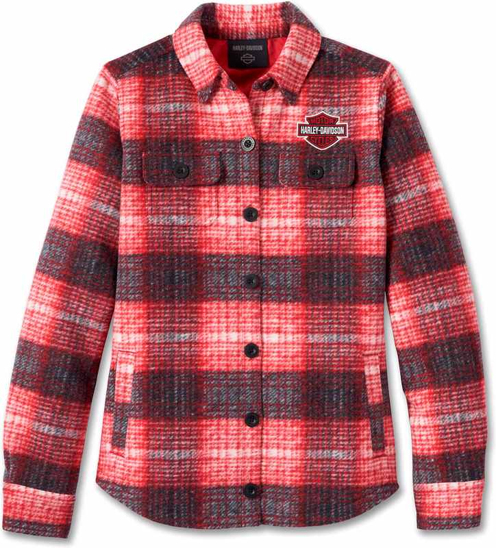Harley-Davidson Shirt Jacket-Knit- YD Plaid-Chili Pepper | 96266-24VW