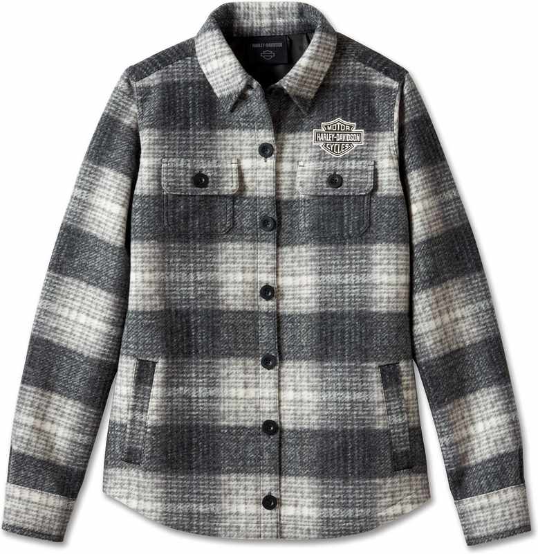 Harley-Davidson Shirt Jacket-Knit- Yarn Dyed Plaid-Black Beauty | 96265-24VW