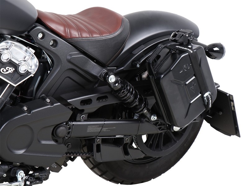 ヘプコ＆ベッカー キャニスター 4 ltr. ホルダー付 左 カットアウト - ブラック Indian Scout Bobber