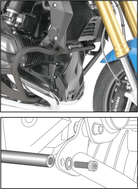 Hepco and Becker / ヘプコアンドベッカー Stiffening ブラケット anthracite for エンジンガード 501668 for BMW R 1200 GS LC
