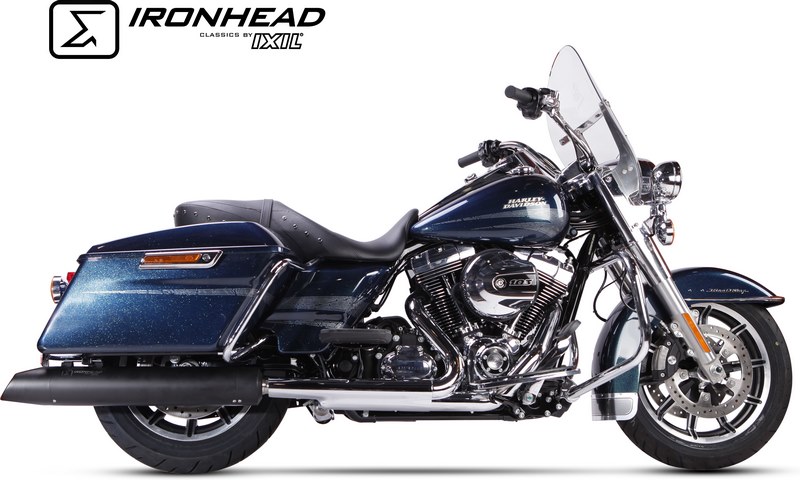 IXIL / イクシル スリップオンエキゾースト (Right Muffler) - Ironhead Round ブラック | HD 1018 SB|ワンダーテック