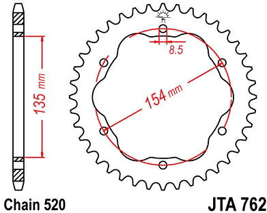 JT スプロケットS リア スプロケット 38 Teeth Aluminum Ultra-Light 520 Pitch Type 762 | JTA762.38