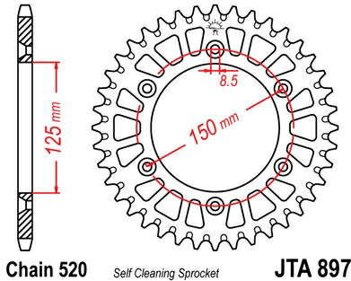 JT スプロケットS リア スプロケット 48 Teeth Aluminum Ultra-Light Self-Cleaning 520 Pitch Type 897 | JTA897.48 9,800円