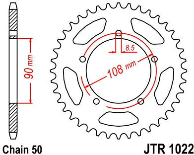 JT スプロケットS リア スプロケット 40 Teeth Steel スタンダード 530 Pitch Type 1022 | JTR1022.40
