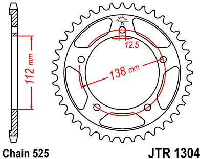 JT スプロケットS リア スプロケット 42 Teeth Steel スタンダード 525 Pitch Type 1304 | JTR1304.42