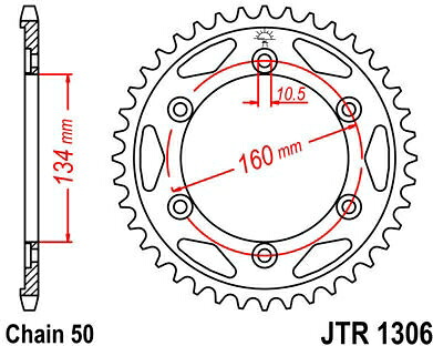 JT スプロケットS リア スプロケット 43 Teeth Steel スタンダード 530 Pitch Type 1306 | JTR1306.43
