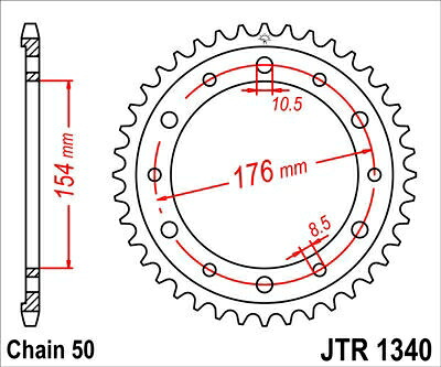 JT スプロケットS リア スプロケット 45 Teeth Steel スタンダード 525 Pitch Type 1340 | JTR1340.45