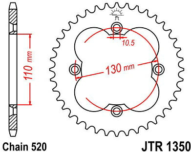JT スプロケットS リア スプロケット 36 Teeth Steel スタンダード 520 Pitch Type 1350 | JTR1350.36