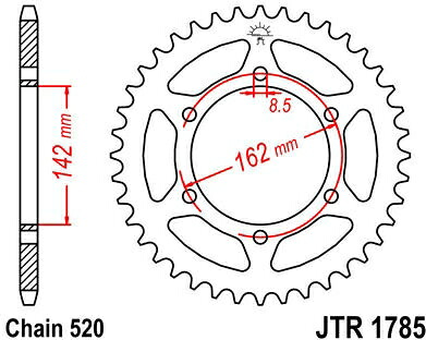 JT スプロケットS リア スプロケット 48 Teeth Steel スタンダード 520 Pitch Type 1785 | JTR1785.48