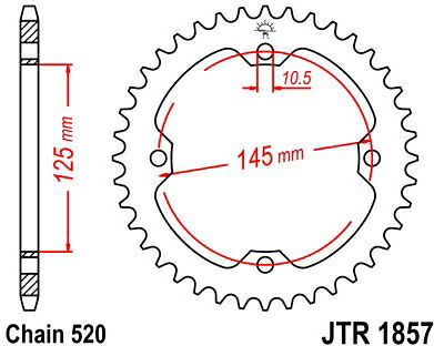 JT スプロケットS リア スプロケット 45 Teeth Steel スタンダード 520 Pitch Type 1857 | JTR1857.45