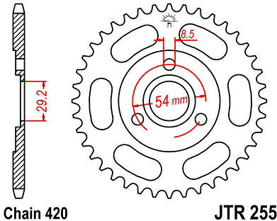 JT スプロケットS リア スプロケット 40 Teeth Steel 420 Pitch Type 255 | JTR255.40