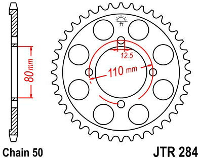 JT スプロケットS リア スプロケット 40 Teeth Steel スタンダード 530 Pitch Type 284 | JTR284.40