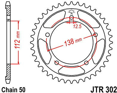 JT スプロケットS リア スプロケット 41 Teeth Steel スタンダード 530 Pitch Type 302 | JTR302.41