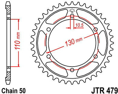 JT スプロケットS リア スプロケット 47 Teeth Steel スタンダード 530 Pitch Type 479 | JTR479.47