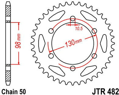 JT スプロケットS リア スプロケット 47 Teeth Steel スタンダード 530 Pitch Type 482 | JTR482.47