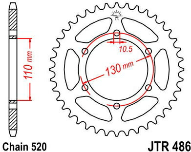 JT スプロケットS リア スプロケット 42 Teeth Steel スタンダード 520 Pitch Type 486 | JTR486.42