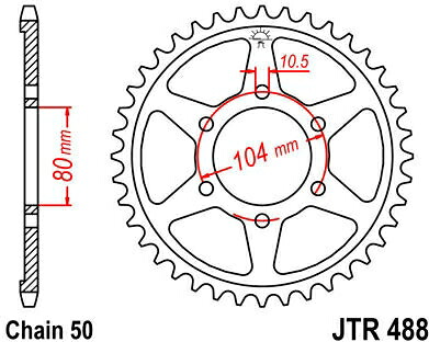 JT スプロケットS リア スプロケット 38 Teeth Steel スタンダード 530 Pitch Type 488 | JTR488.38