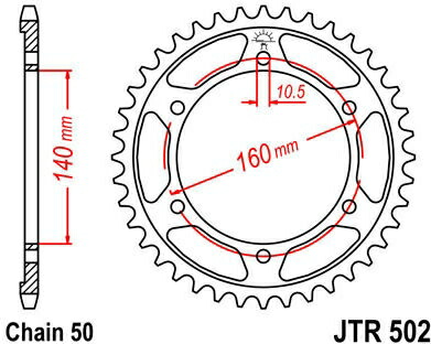 JT スプロケットS リア スプロケット 44 Teeth Steel スタンダード 530 Pitch Type 502 | JTR502.44