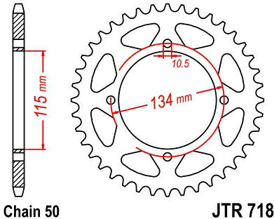JT スプロケットS リア スプロケット 44 Teeth Steel スタンダード 530 Pitch Type 718 | JTR718.44