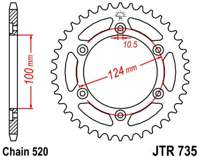 JT スプロケットS リア スプロケット 48 Teeth Steel スタンダード 520 Pitch Type 735 | JTR735.48