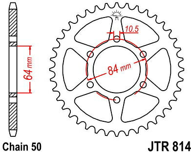 JT スプロケットS リア スプロケット 44 Teeth Steel スタンダード 530 Pitch Type 814 | JTR814.44