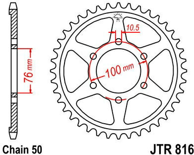 JT スプロケットS リア スプロケット 46 Teeth Steel スタンダード 530 Pitch Type 816 | JTR816.46