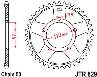 JT スプロケットS リア スプロケット 44 Teeth Steel スタンダード 530 Pitch Type 829 | JTR829.44