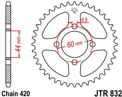 JT スプロケットS リア スプロケット 49 Teeth Steel スタンダード 420 Pitch Type 832 | JTR832.49