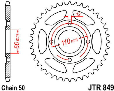 JT スプロケットS リア スプロケット 38 Teeth Steel スタンダード 530 Pitch Type 849 | JTR849.38