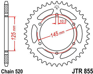 JT スプロケットS リア スプロケット 45 Teeth Steel スタンダード 520 Pitch Type 855 | JTR855.45
