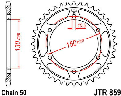 JT スプロケットS リア スプロケット 41 Teeth Steel スタンダード 530 Pitch Type 859 | JTR859.41