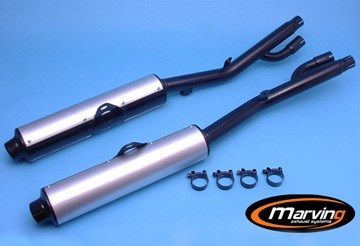 Marving / マービング デュアルマフラー Cylindrical &Oslash; 100 ブラック + アルミニウム - EU公道走｜ワンダーテック 110,000円
