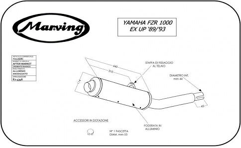 Marving / マービング マフラー Cylindrical &Oslash; 114 クロム + アルミニウム - EU公道走行認可 Yamaha